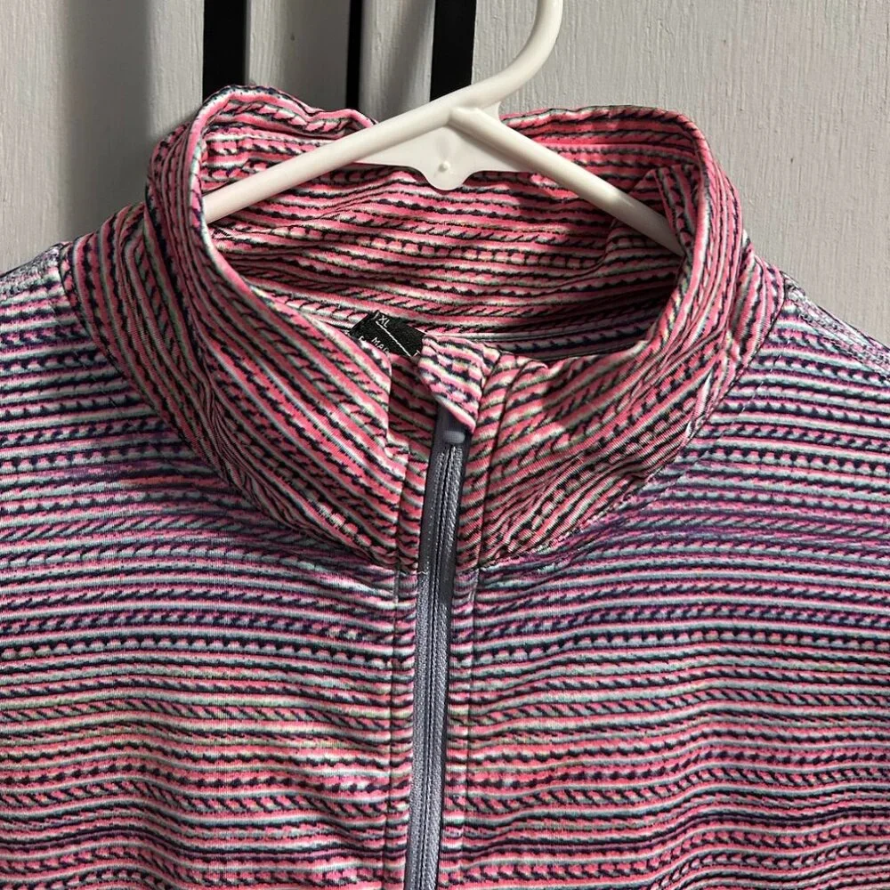 Nike‎ Women's DRI-FIT Pink/Purple Striped 1/2 Zip Pullover Size XL